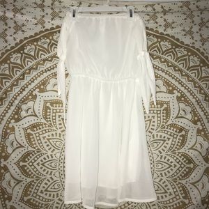 off the shoulder white dress